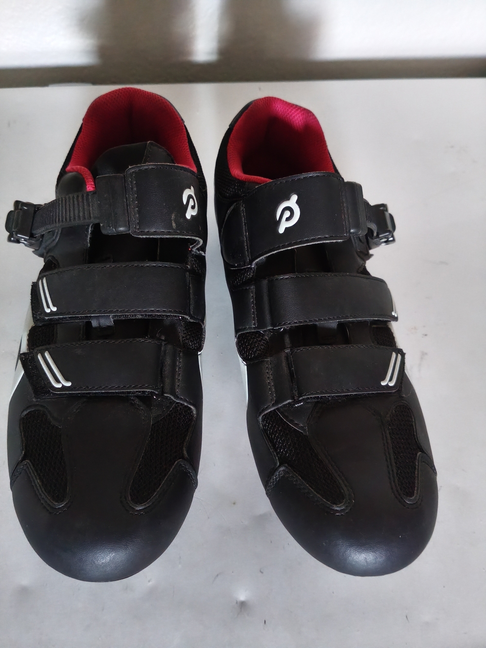 Peloton Black Cycling Shoes with Red Lining - Triple Strap Fit